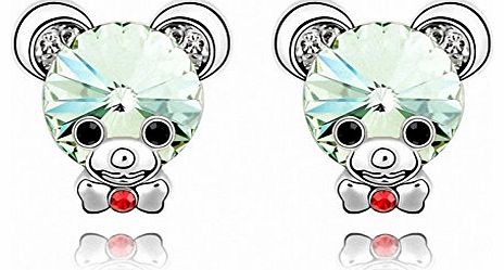 TTH Swarovski Elements Crystal Pendant Drop Earring [Baby Bear, Chrysolite ] 18KGP Rhinestone